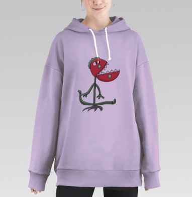 Красочный озорной цветок помидор живой рисунок, Hoodie Long Oversize Fiolet