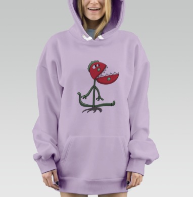 Красочный озорной цветок помидор живой рисунок, Hoodie Mjhigh Dig Mel, Fiolet, утепленная