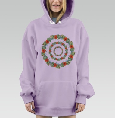 Круги из маков и зелени, Hoodie Mjhigh Dig Mel, Fiolet, утепленная