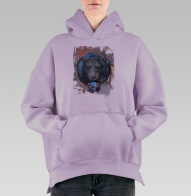 Крыса держит планету ответственность хрупкость мира, Hoodie Oversize Fiolet, утепленная