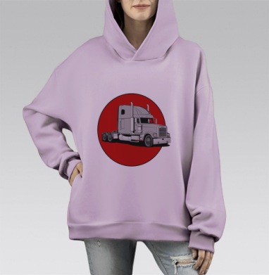 Мощный грузовой тягач в минималистичном стиле, Hoodie Mono Fiolet, оверсайз, утепленная