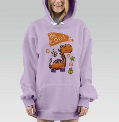 Крутой рыжий динозаврик, Hoodie Mjhigh Dig Mel, Fiolet, утепленная