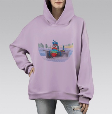 Кукус, Hoodie Mono Fiolet, оверсайз, утепленная