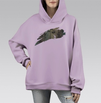 Кусочек леса, Hoodie Mono Fiolet, оверсайз, утепленная