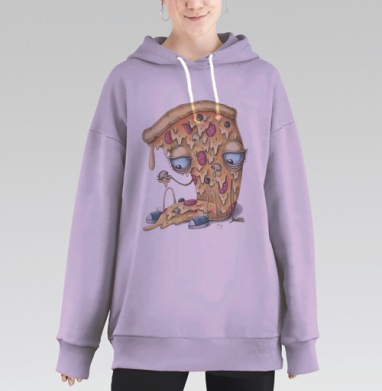 Кусочек пиццы, Hoodie Long Oversize Fiolet
