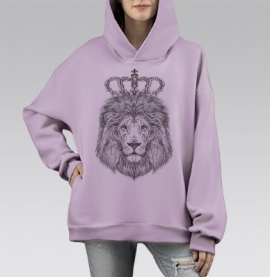 Львиный король, Hoodie Mono Fiolet, оверсайз, утепленная