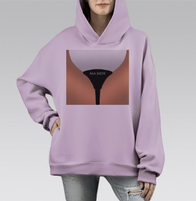 Лампа, а что увидел ты, Hoodie Mono Fiolet, оверсайз, утепленная
