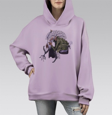 Леший, Hoodie Mono Fiolet, оверсайз, утепленная