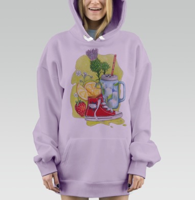 Летнее настроение похода за ягодами в удобных кедах, Hoodie Mjhigh Dig Mel, Fiolet, утепленная