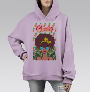 Летний отдых, Hoodie Mono Fiolet, оверсайз, утепленная