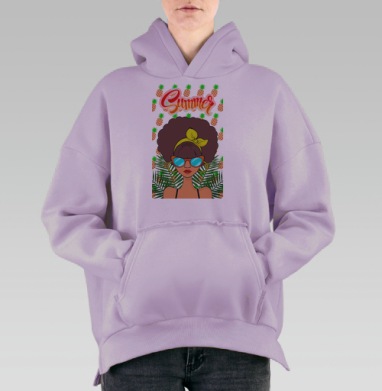 Летний отдых, Hoodie Oversize Fiolet, утепленная