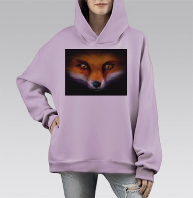 Лисья мордашка, Hoodie Mono Fiolet, оверсайз, утепленная