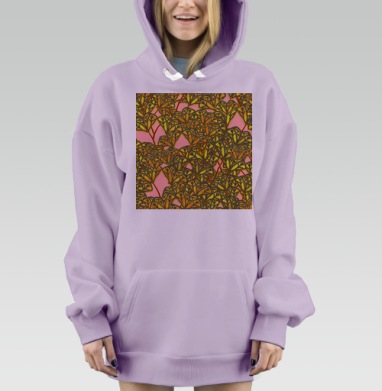 Листья гингко билоба на закате с рунами здоровья и богатства, Hoodie Mjhigh Dig Mel, Fiolet, утепленная