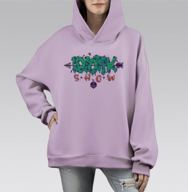 Логотип Шоу Идиотов, Hoodie Mono Fiolet, оверсайз, утепленная