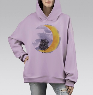 Лунный Ёжик, Hoodie Mono Fiolet, оверсайз, утепленная