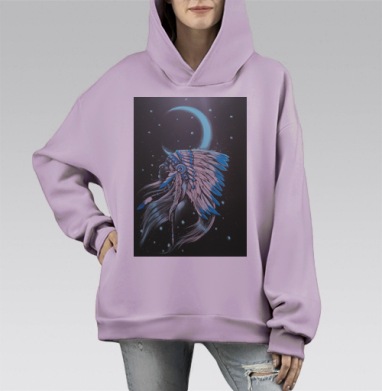 Луноликая, Hoodie Mono Fiolet, оверсайз, утепленная