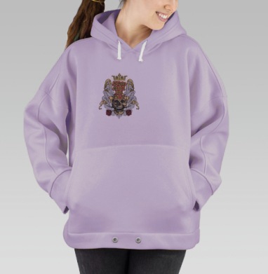 Любовь череп девушки и розы, Hoodie Oversize Fiolet