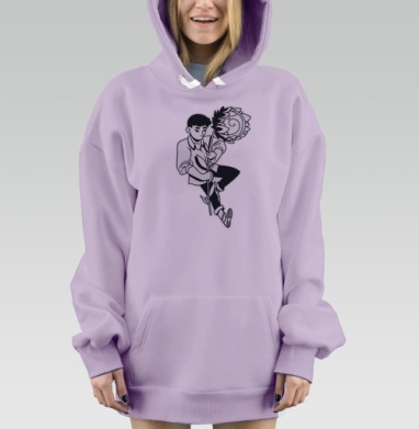 Мальчик с цветком утончённая детская иллюстрация с цветком, Hoodie Mjhigh Dig Mel, Fiolet, утепленная