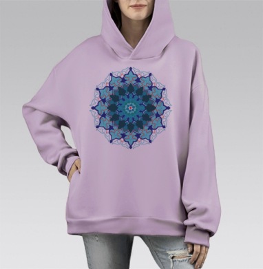Мандала для денег, Hoodie Mono Fiolet, оверсайз, утепленная