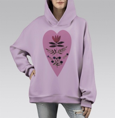 Мая кветачка, Hoodie Mono Fiolet, оверсайз, утепленная