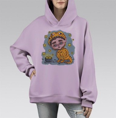 Мечта быть динозавром, Hoodie Mono Fiolet, оверсайз, утепленная
