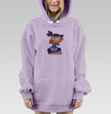 Мечтательность Пейзаж Человек Вдали, Hoodie Mjhigh Dig Mel, Fiolet, утепленная