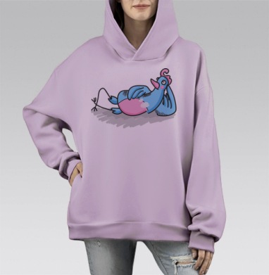 Мечтающий голубь, Hoodie Mono Fiolet, оверсайз, утепленная