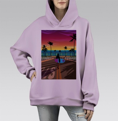 Мечты о Калифорнии, Hoodie Mono Fiolet, оверсайз, утепленная