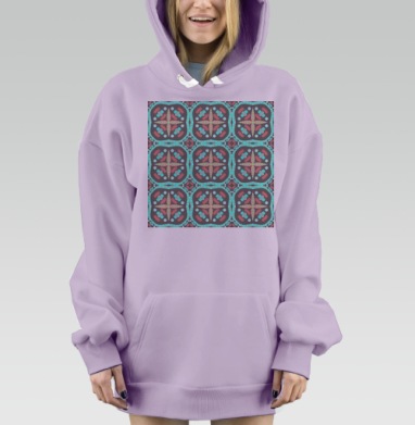 Медитативная звезда голубой розовыйоновый светящийся узор, Hoodie Mjhigh Dig Mel, Fiolet, утепленная