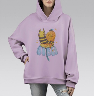 Медовая улитка, Hoodie Mono Fiolet, оверсайз, утепленная