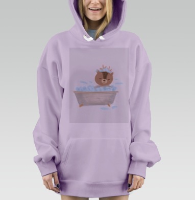Медвежонок в ванной с пузырями нежное детское настроение, Hoodie Mjhigh Dig Mel, Fiolet, утепленная