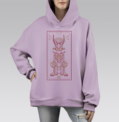 Метафизический кот, Hoodie Mono Fiolet, оверсайз, утепленная