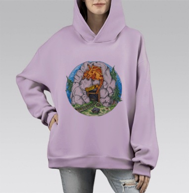 Мифриловый завод, Hoodie Mono Fiolet, оверсайз, утепленная