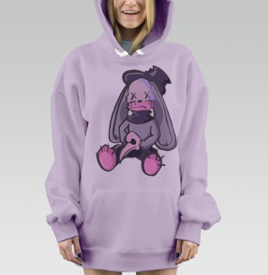 Милая плюшевая зайка с маской чумного доктора на лапах, Hoodie Mjhigh Dig Mel, Fiolet, утепленная