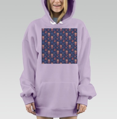 Милые отважные животные в рыцарских доспехах на синем фоне, Hoodie Mjhigh Dig Mel, Fiolet, утепленная