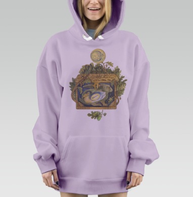 Мистические птицы и растения в природном мире, Hoodie Mjhigh Dig Mel, Fiolet, утепленная