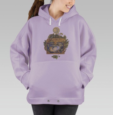 Мистические птицы и растения в природном мире, Hoodie Oversize Fiolet