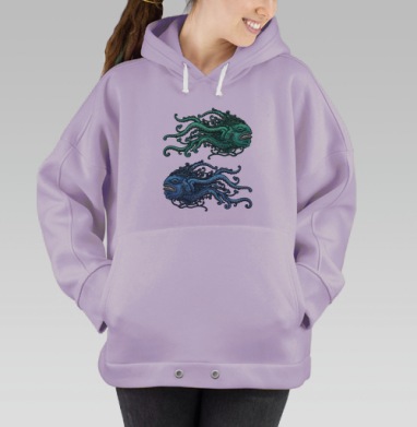 Мистические существа глубоко под водой, Hoodie Oversize Fiolet