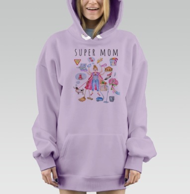 Многофункциональная супермама заботливая домохозяйка супер мама, Hoodie Mjhigh Dig Mel, Fiolet, утепленная