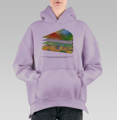 Многослойная структура географических данных картографический пирог, Hoodie Oversize Fiolet, утепленная