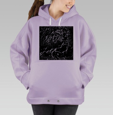 Монохромное одинокое дерево в безнадежную погоду бесшовный узор, Hoodie Oversize Fiolet