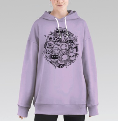 Монохромные дудлы, Hoodie Long Oversize Fiolet