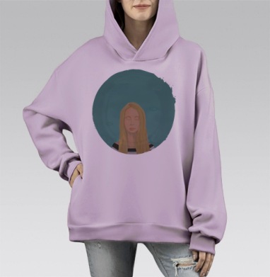 Морской дзен, Hoodie Mono Fiolet, оверсайз, утепленная