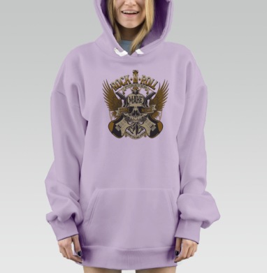 Мощный рок н ролл череп с гитарами крыльями, Hoodie Mjhigh Dig Mel, Fiolet, утепленная