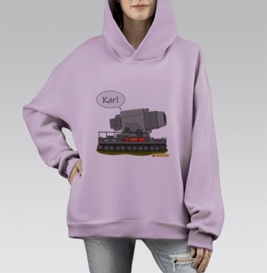 Мощный танк пушкой и огнетушителем изображение Ranzar, Hoodie Mono Fiolet, оверсайз, утепленная