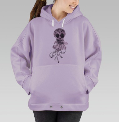 Мрачная медуза скелет летучая, Hoodie Oversize Fiolet
