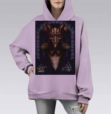 Мрачные легионы крыс и хищных животных Легионы идут, Hoodie Mono Fiolet, оверсайз, утепленная