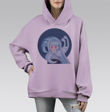 Музыкальная улитка, Hoodie Mono Fiolet, оверсайз, утепленная
