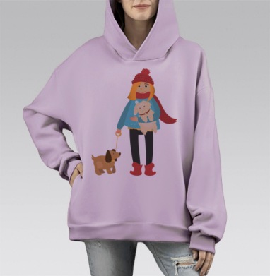 На прогулке, Hoodie Mono Fiolet, оверсайз, утепленная
