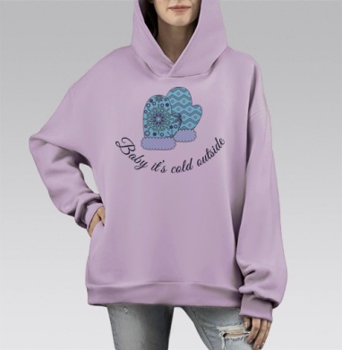 На улице холодает, Hoodie Mono Fiolet, оверсайз, утепленная